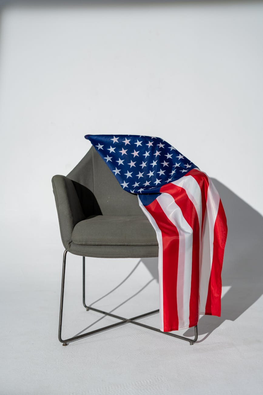 american flag on an armchair