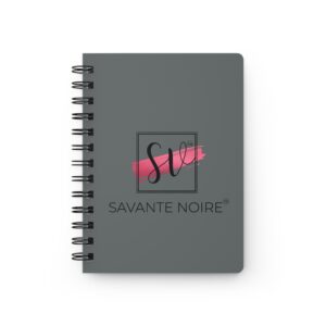 Spiral Notebook — Savante Noire Logo Journal, Gray Cover with Pink Brushstroke